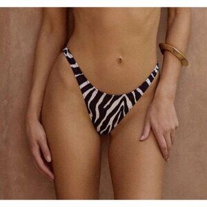 SAME Los Angeles Bikini Bottom XL Women Zebra Print High Cut Cheeky NWT